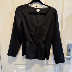 J. Crew Black V-Neck Blouse